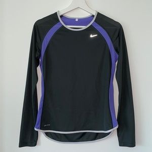 Nike Dri-Fit Long Sleeved Shirt Black & Lilac Sz S